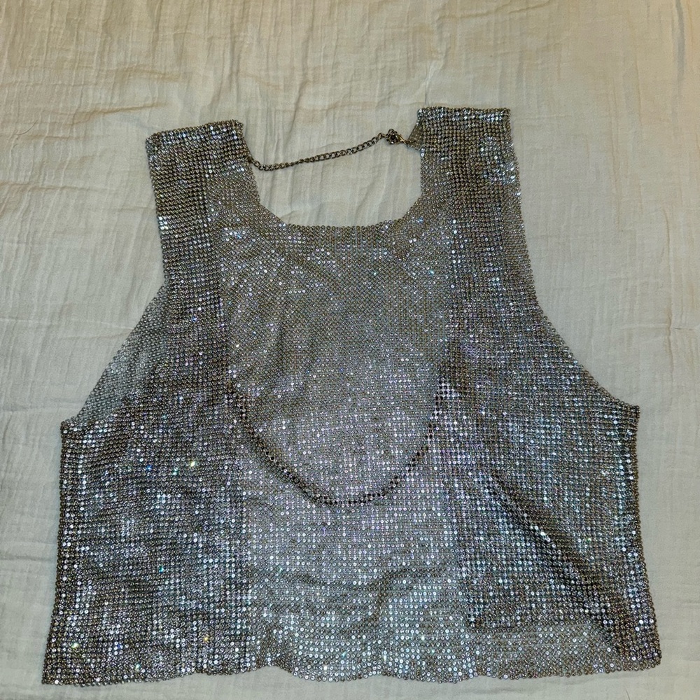 Silver rhinestone top